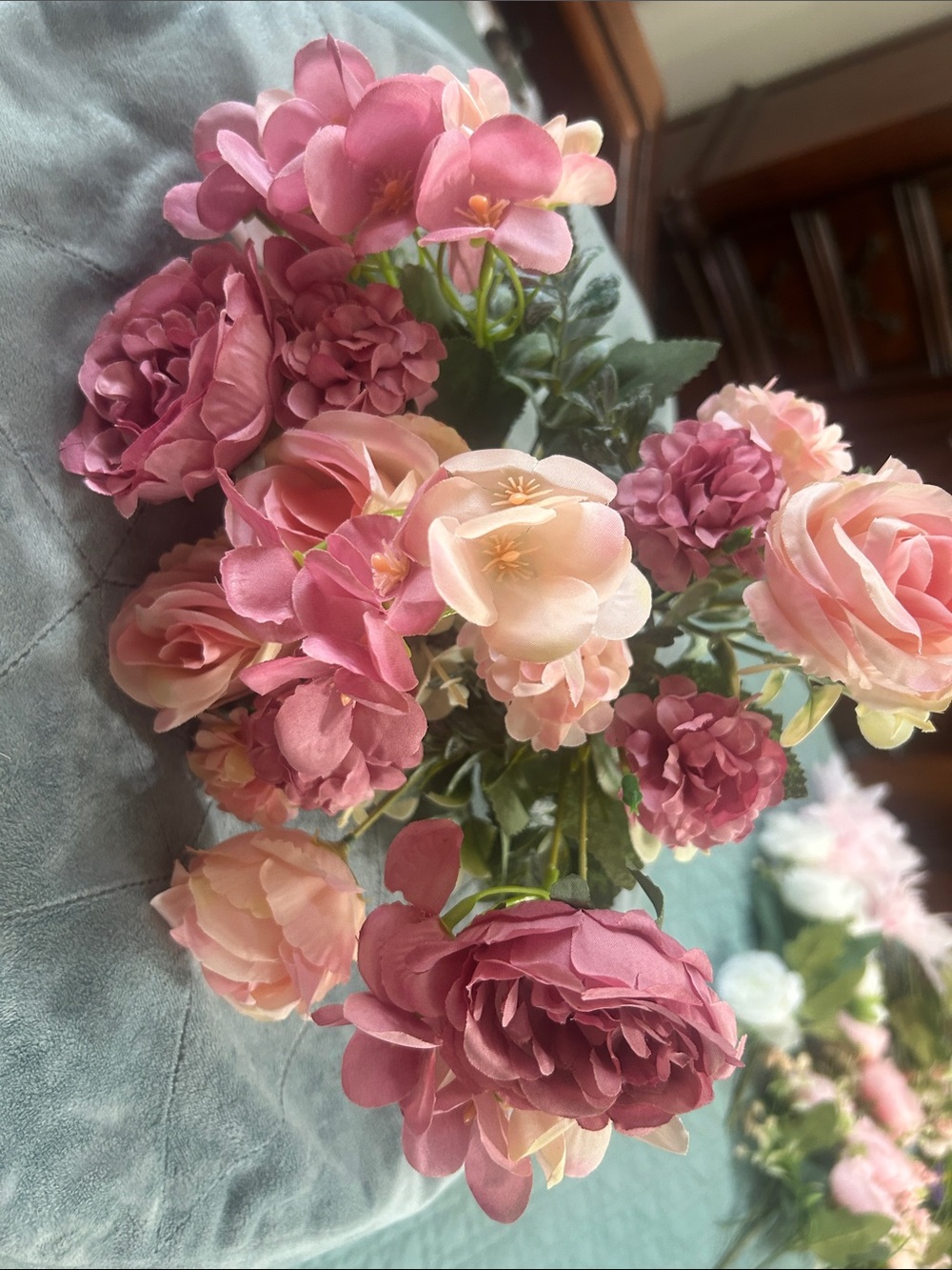 Pink Artificial Flower Bouquet Home Accent